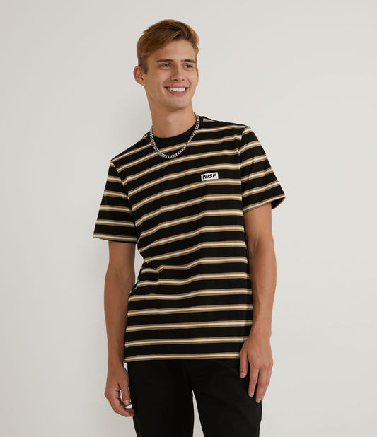 Camiseta de manga corta de rayas negras