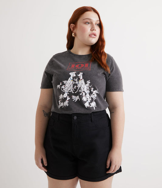 Top in maglia marmorizzata nera con stampa dalmata, taglie forti e taglie forti