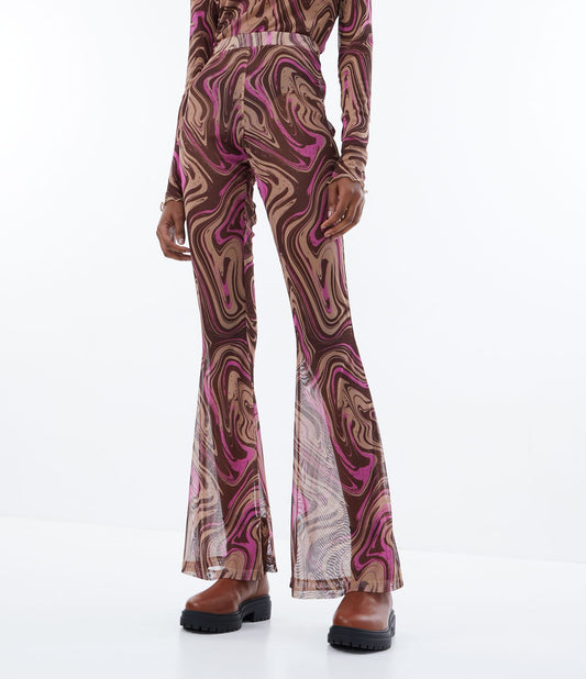 Brown Abstract Print Tulle Ballet Pants