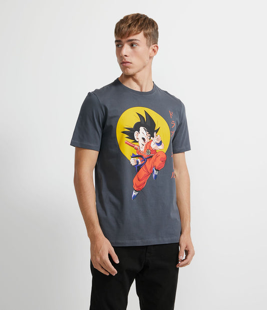 Maglietta a maniche corte con stampa di Goku in grigio