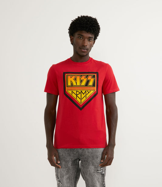 Maglietta in cotone a maniche corte con stampa Red Kiss Army