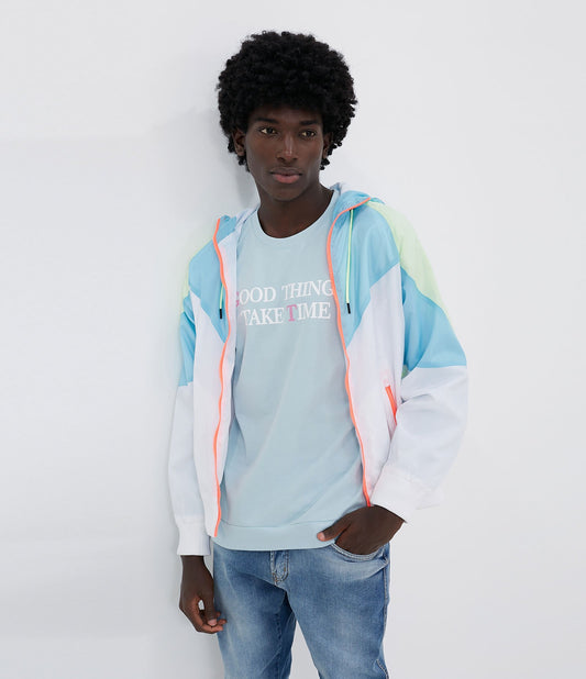 Jacket with Neon Blue Zipper and Cutouts