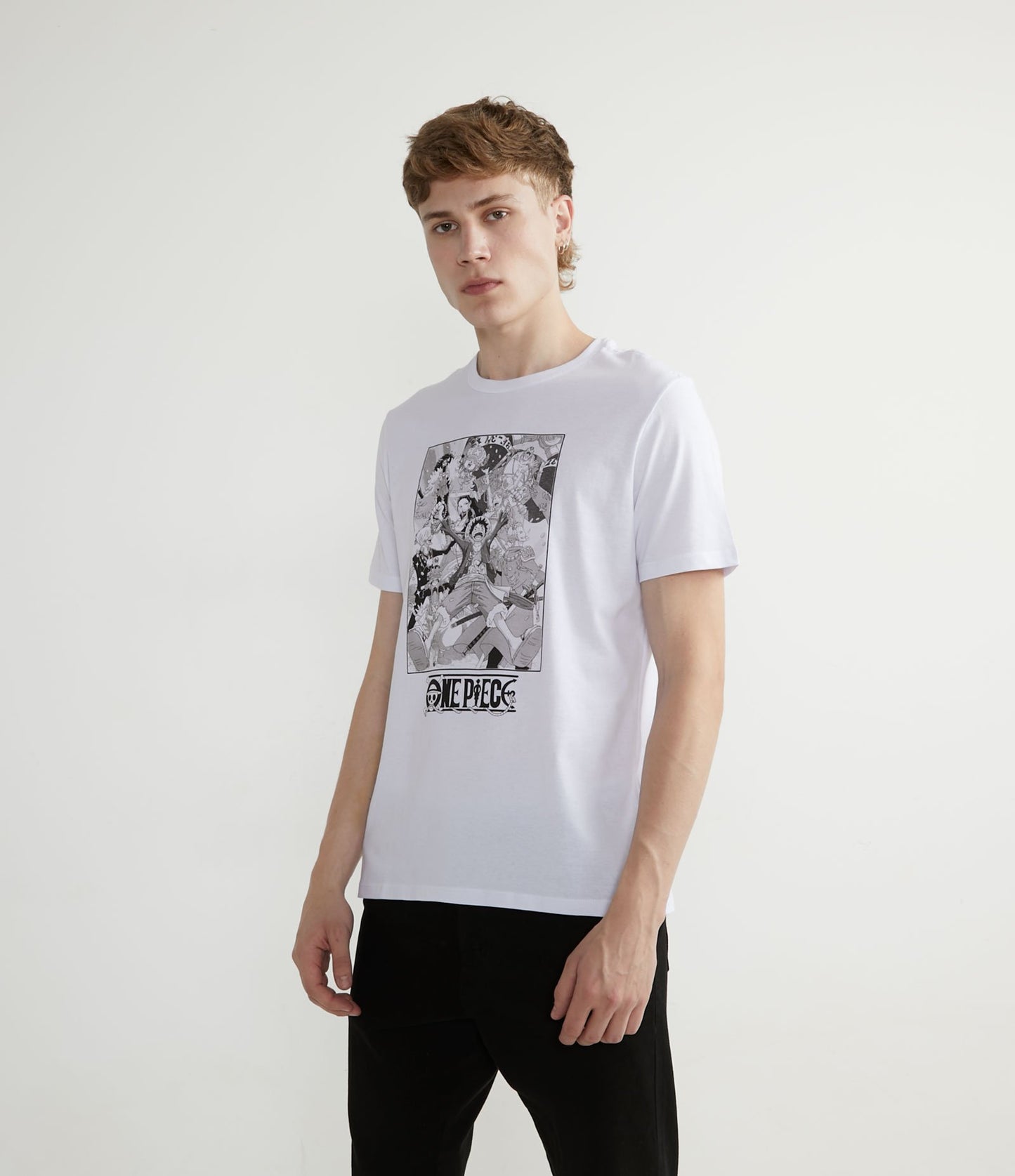 Maglietta bianca a manica corta in cotone stampata