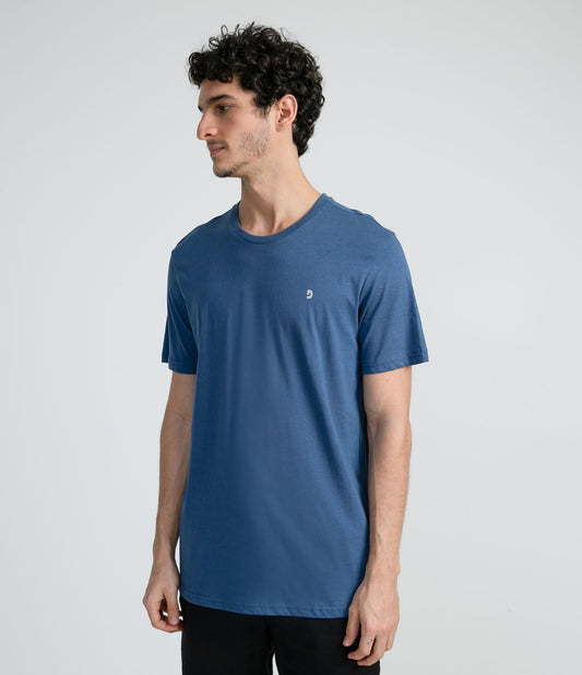 Maglietta a maniche corte in cotone con stampa blu