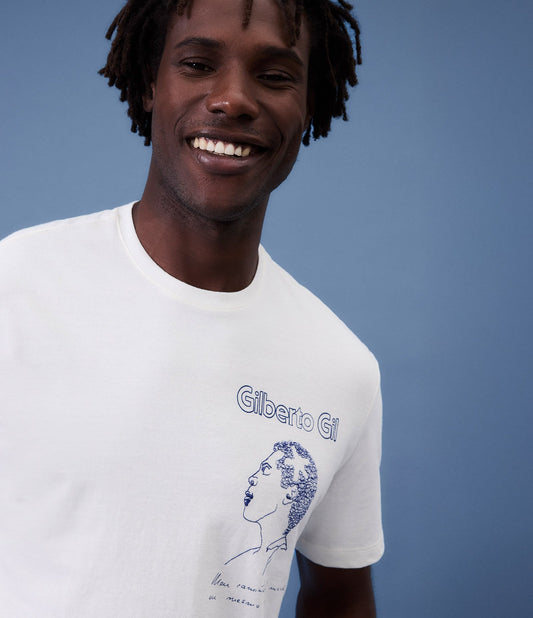 Camiseta de algodón con diseño "Meu Caminho Branco" de Gilberto Gil
