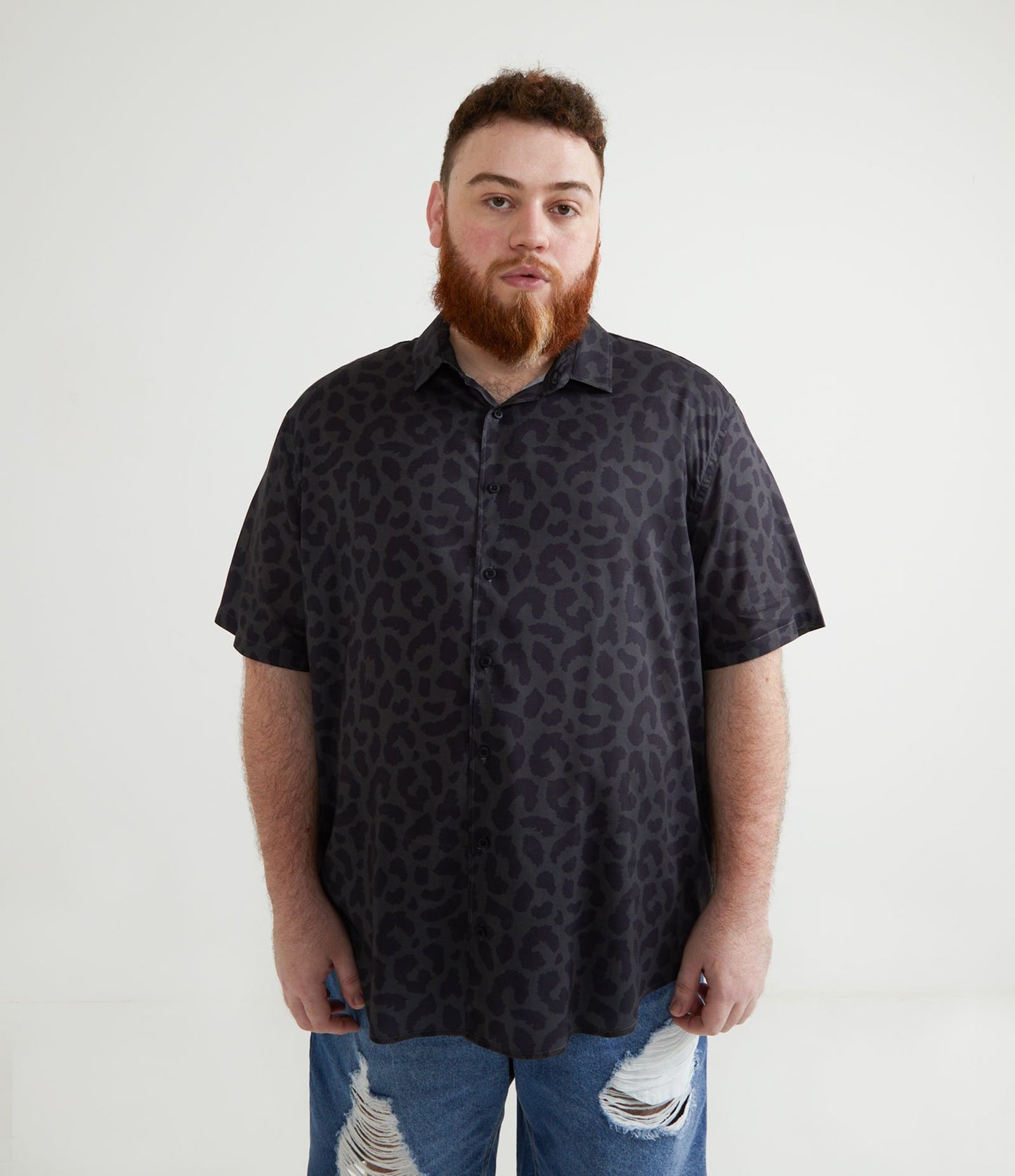 Camicia in viscosa con stampa animali - Taglie forti Grigio