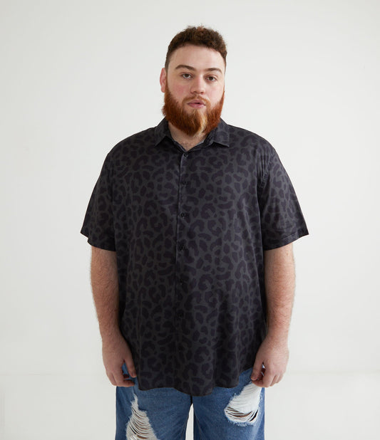 Camicia in viscosa con stampa animali - Taglie forti Grigio