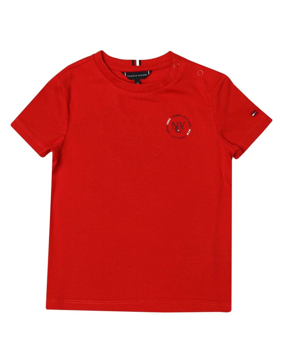 Boy's Tommy Hilfiger Junior NYC Logo Embroidered T-Shirt in Red