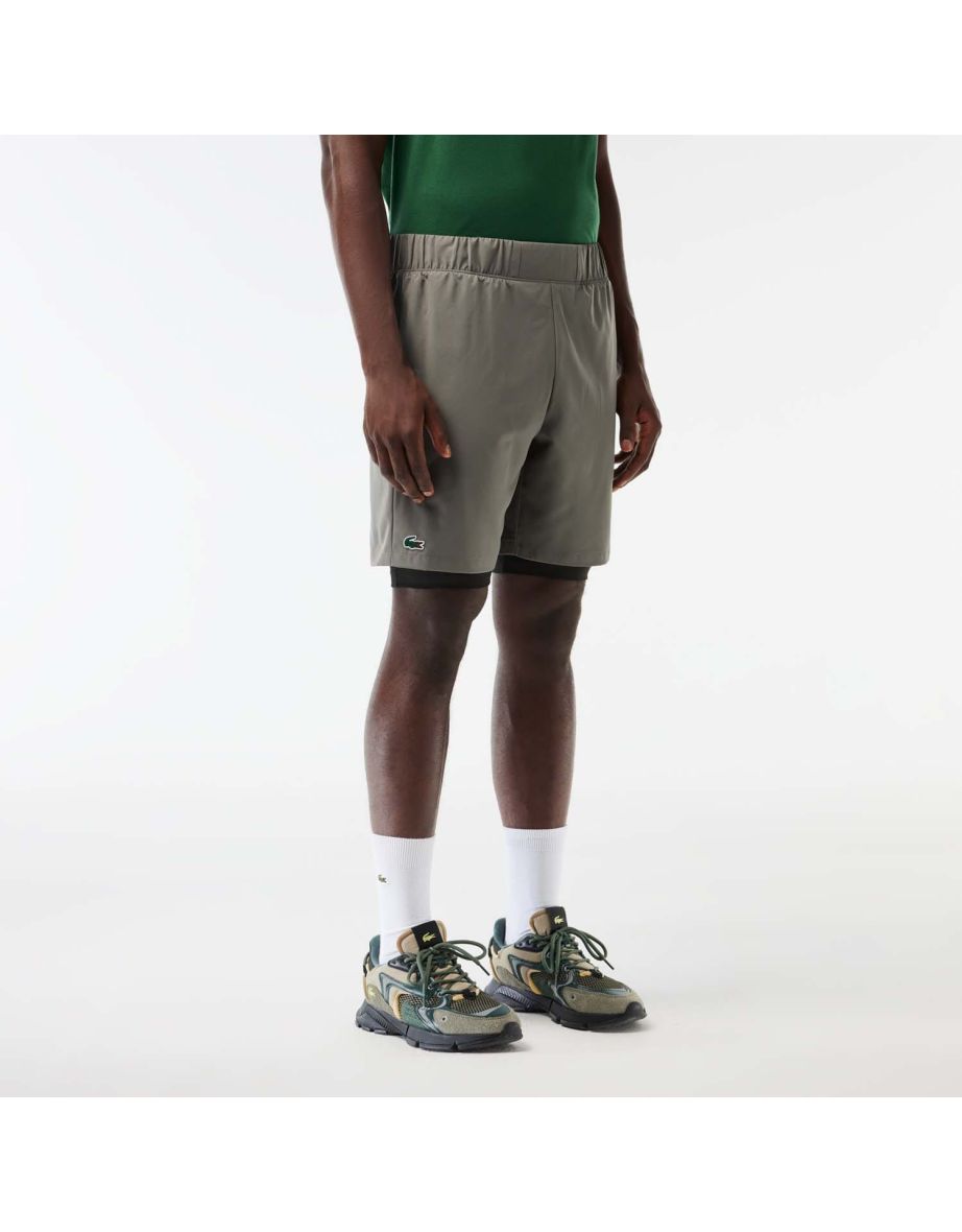 Pantaloncini sportivi Lacoste Ultra Dry da uomo con fodera in grigio