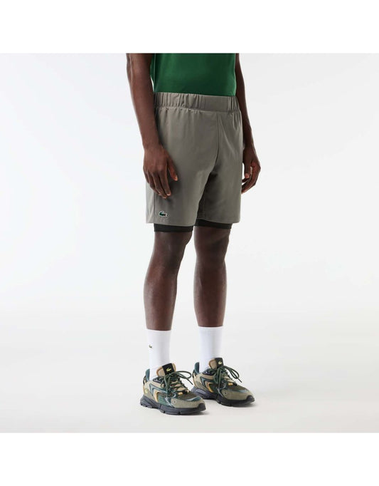 Pantaloncini sportivi Lacoste Ultra Dry da uomo con fodera in grigio