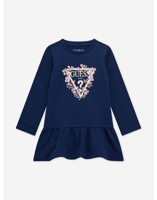 Vestito in jersey con logo di Guess da ragazza in blu