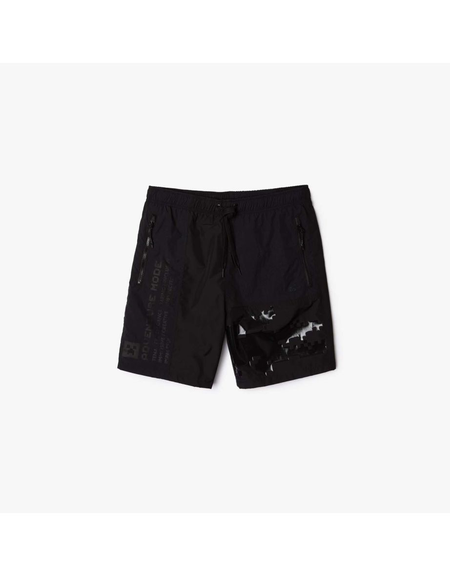 Bermuda da uomo Lacoste x Minecraft in nylon nero
