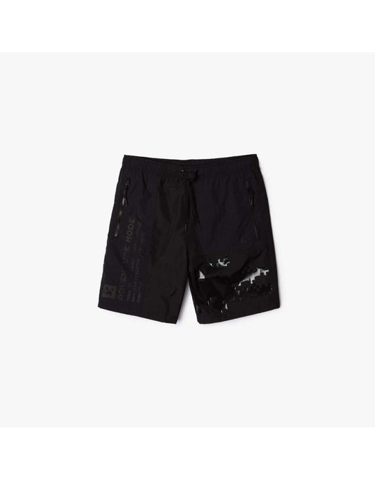 Bermuda da uomo Lacoste x Minecraft in nylon nero