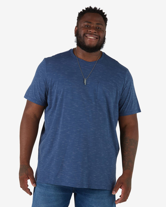 Camiseta masculina de algodão de manga curta Plus Size em Steel Blue Mix