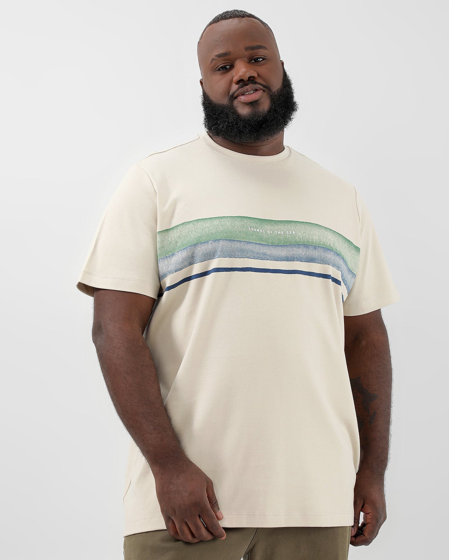 Maglietta uomo taglie forti Sounds Of The Sea Beige | Allman By Riachuelo