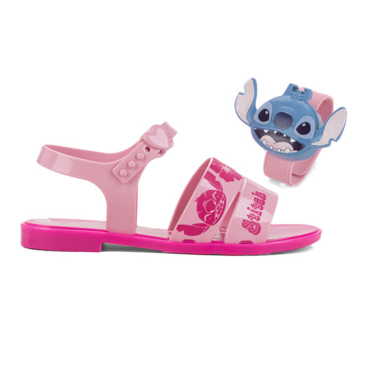 Grendene Kids Sandals + Children's Stitch Time Watch in Pink