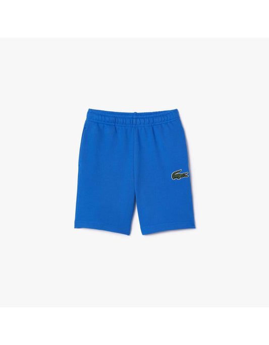 Pantalón corto Lacoste Juniors de niño con forro polar e insignia de cocodrilo en azul