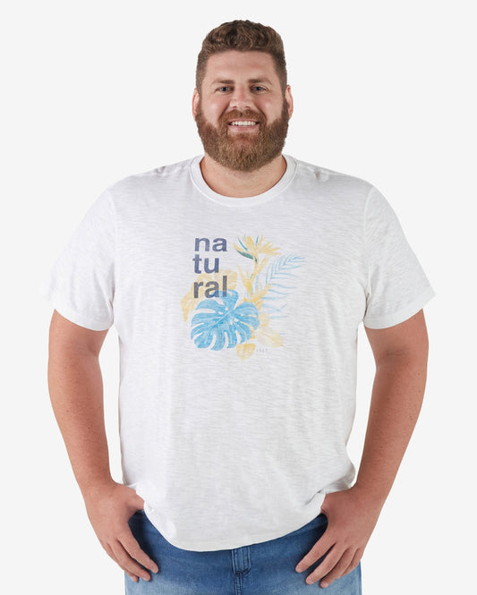 Maglietta a maniche corte Plus Size da uomo in bianco naturale