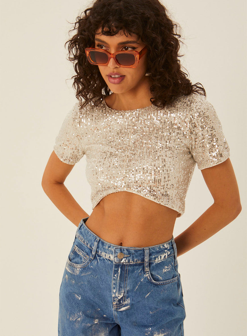 Blusa de lentejuelas champán de CLC
