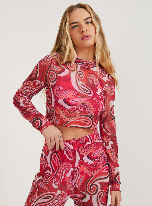 Camicetta in tulle rosa Paisley
