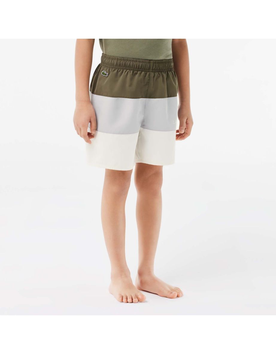Bañador de niño Lacoste Juniors Color Block Tafetán en verde