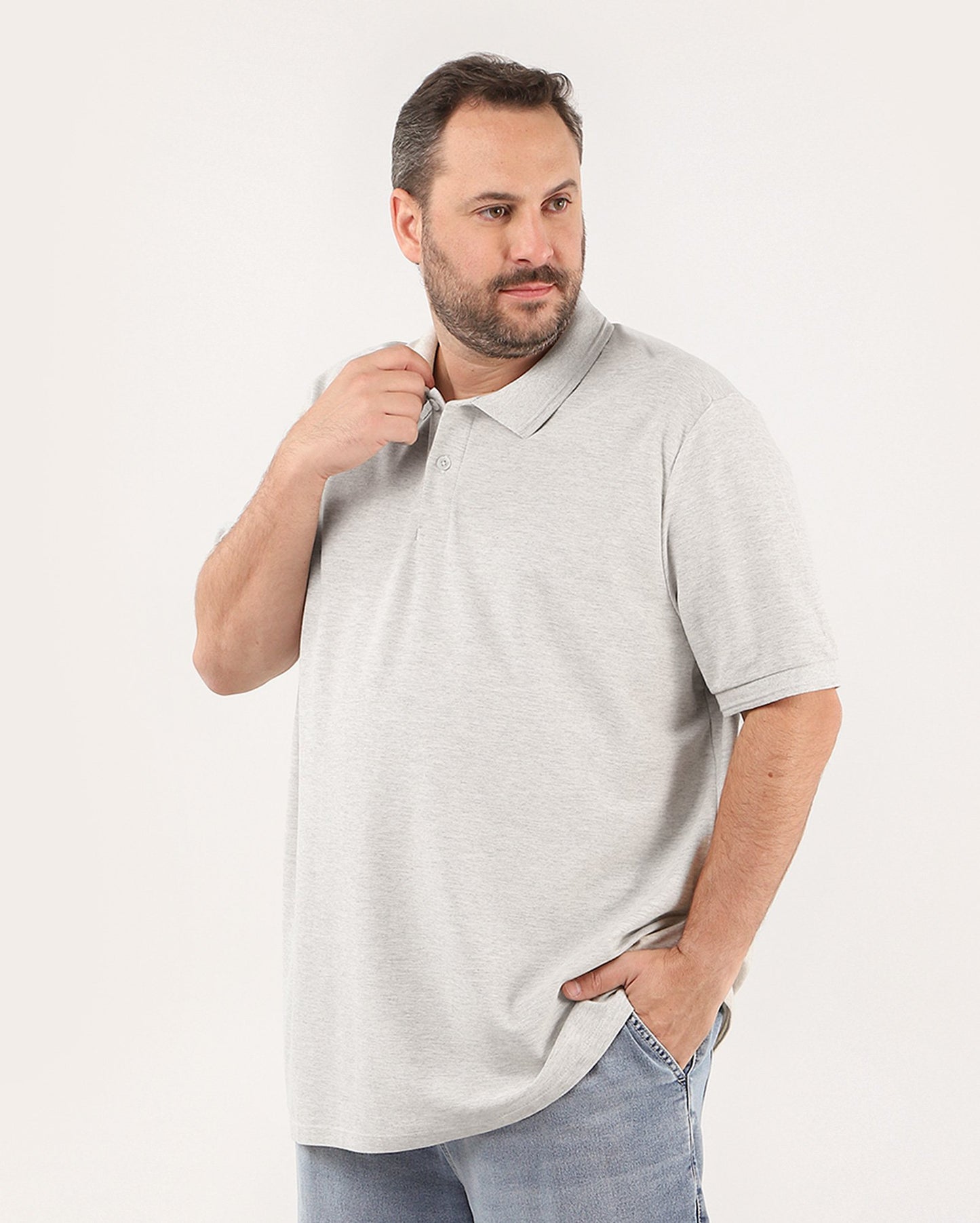Camisa polo cinza de ajuste regular para homens plus size | Original Plus by Riachuelo
