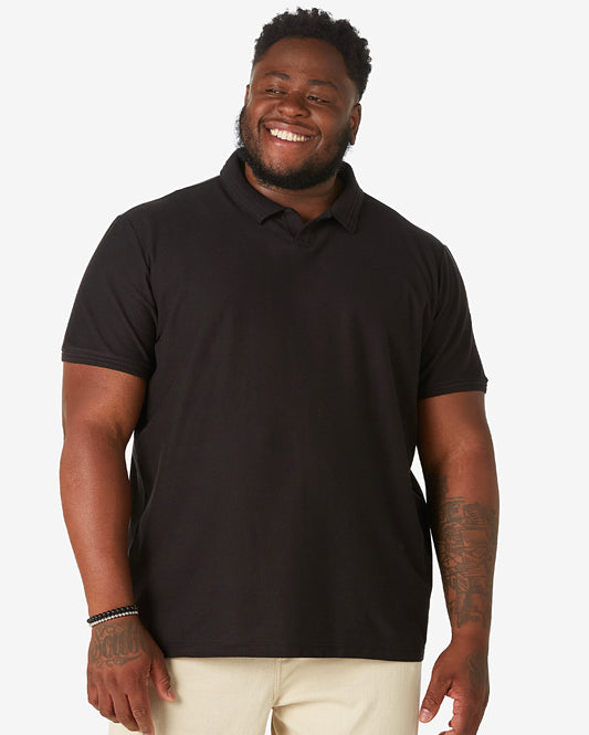 Polo nera plus size da uomo con bottoni - Allman by Riachuelo