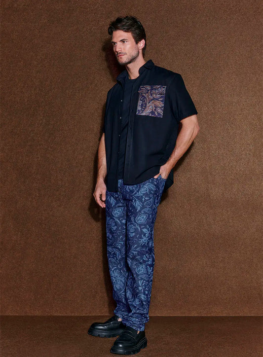 Nocturnal Botanical Print Jeans Pants