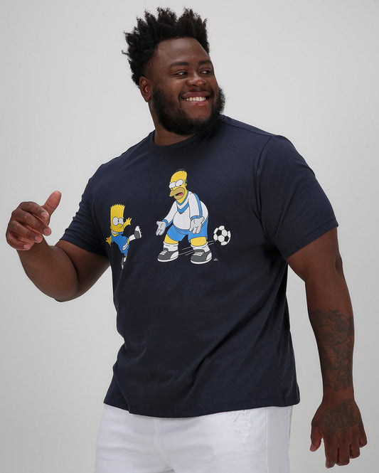 Camiseta masculina plus size dos Simpsons em azul | Fox