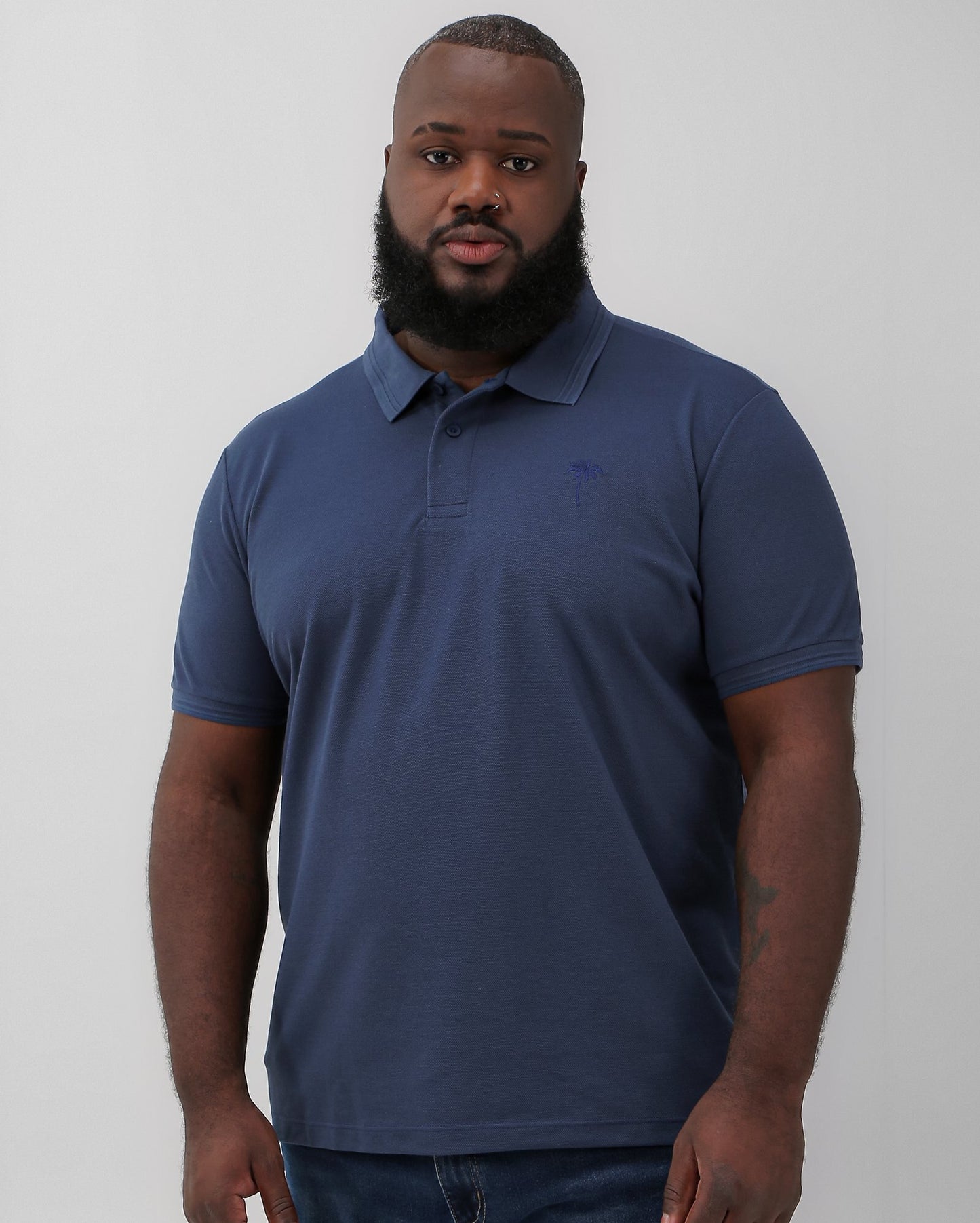 Polo Uomo Plus Size Blu Palm Tree | Allman By Riachuelo