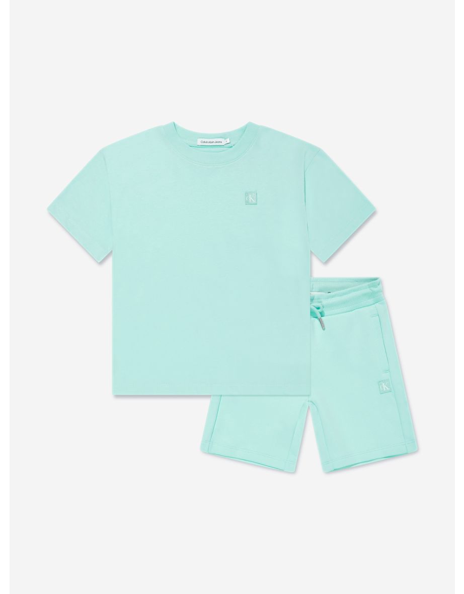 Calvin Klein Kids Conjunto de shorts com mini distintivo mono azul