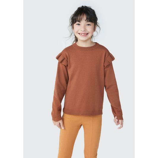 Maglione a maglia da bambina con volant