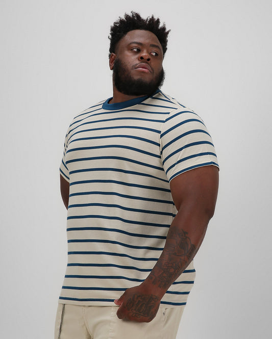 Men's Plus Size Striped Beige T-Shirt | Allman By Riachuelo