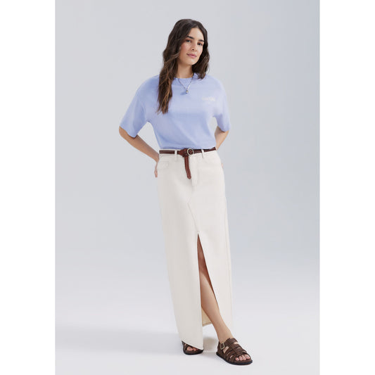 Gonna lunga in twill con spacco