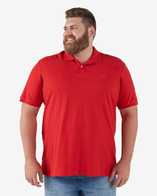 Camisa polo masculina Plus Size Basic Red Piquet