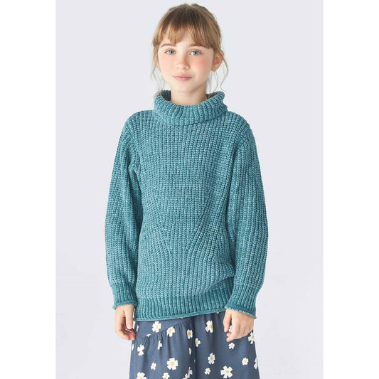 Jersey de punto con cuello alto para niña