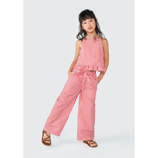 Girls' Straight-Leg Pants in Yarn-Dyed Fabric