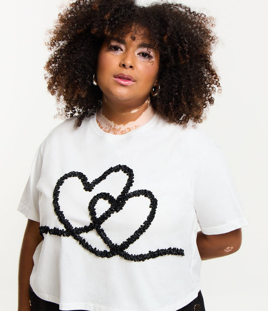 Camicetta con cuore in raso bianco - Curve e taglie forti