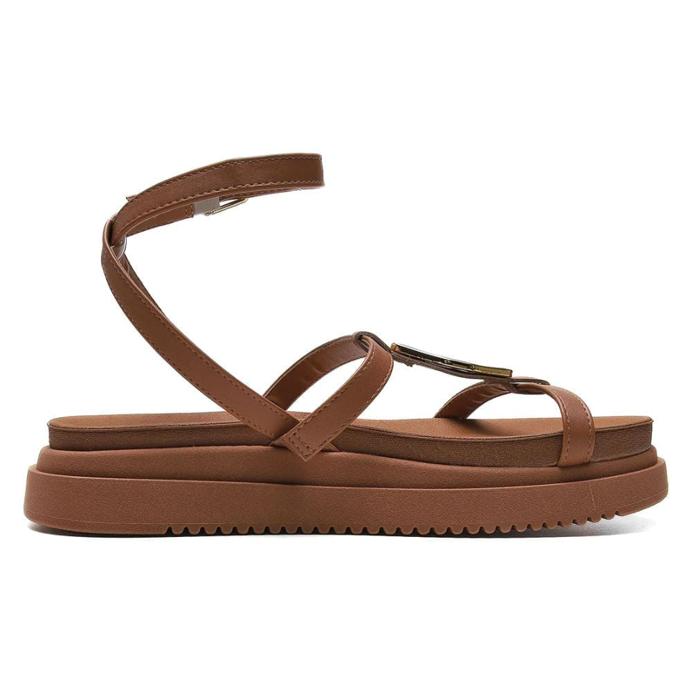 Sandalo con fibbia marrone da donna Vizzano