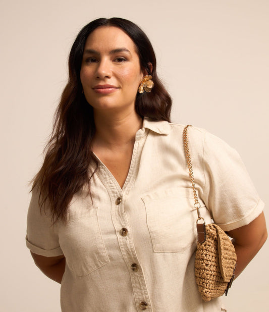 Camicia in twill beige chiaro - Curve e taglie forti