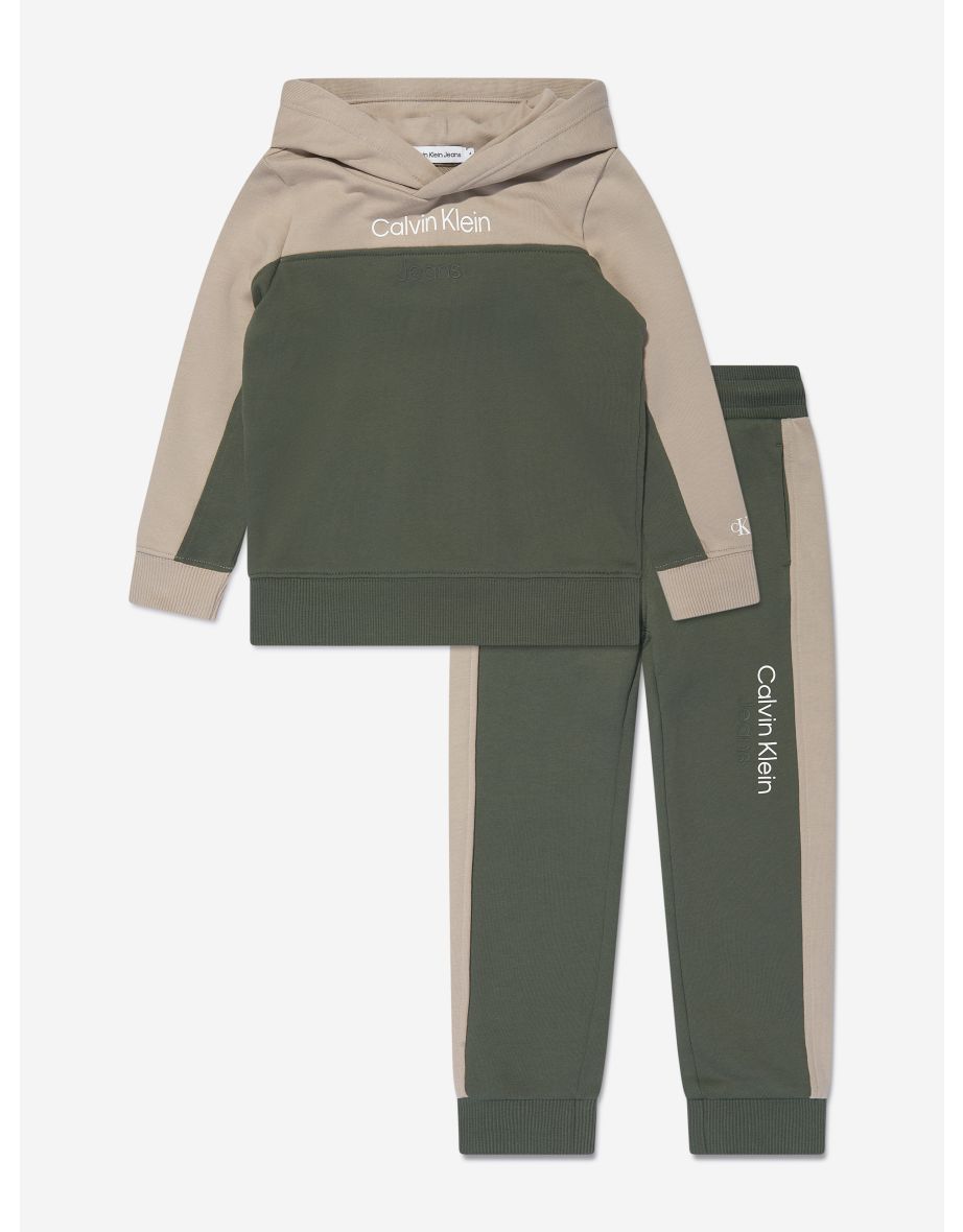 Boys Green Colorblock Tracksuit