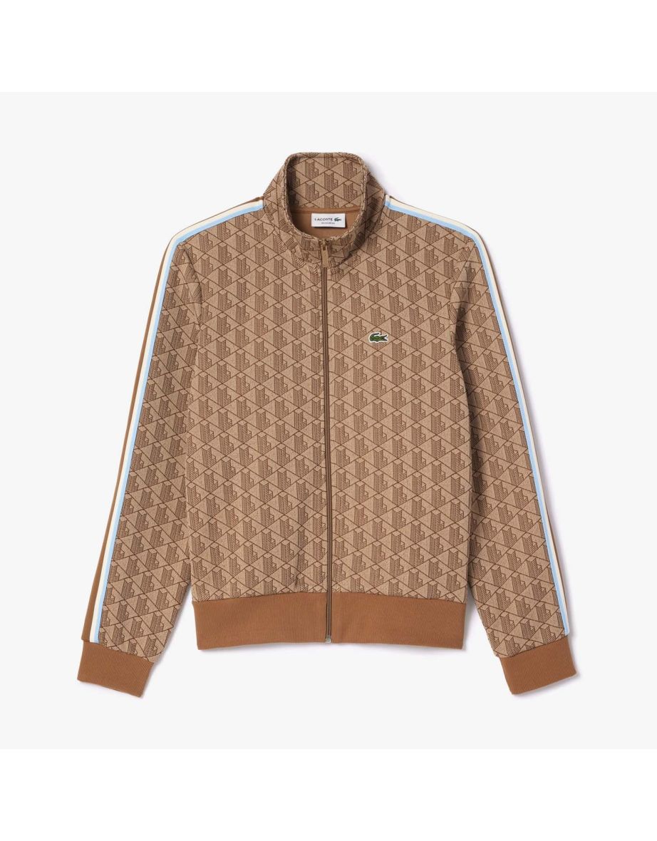 Men's Lacoste Paris Zip-Up Jacquard Track Jacket in Cream