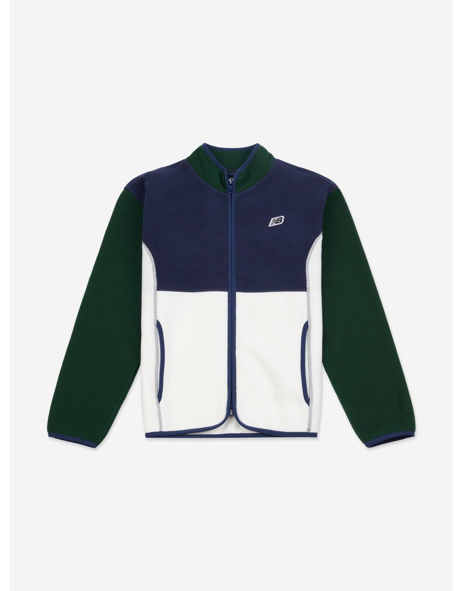 Top con zip in pile polare Premium da bambino in blu scuro