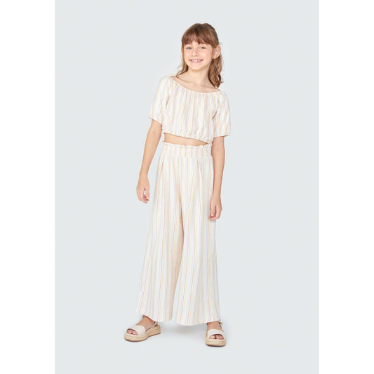Girls' Striped Wide Leg Pants