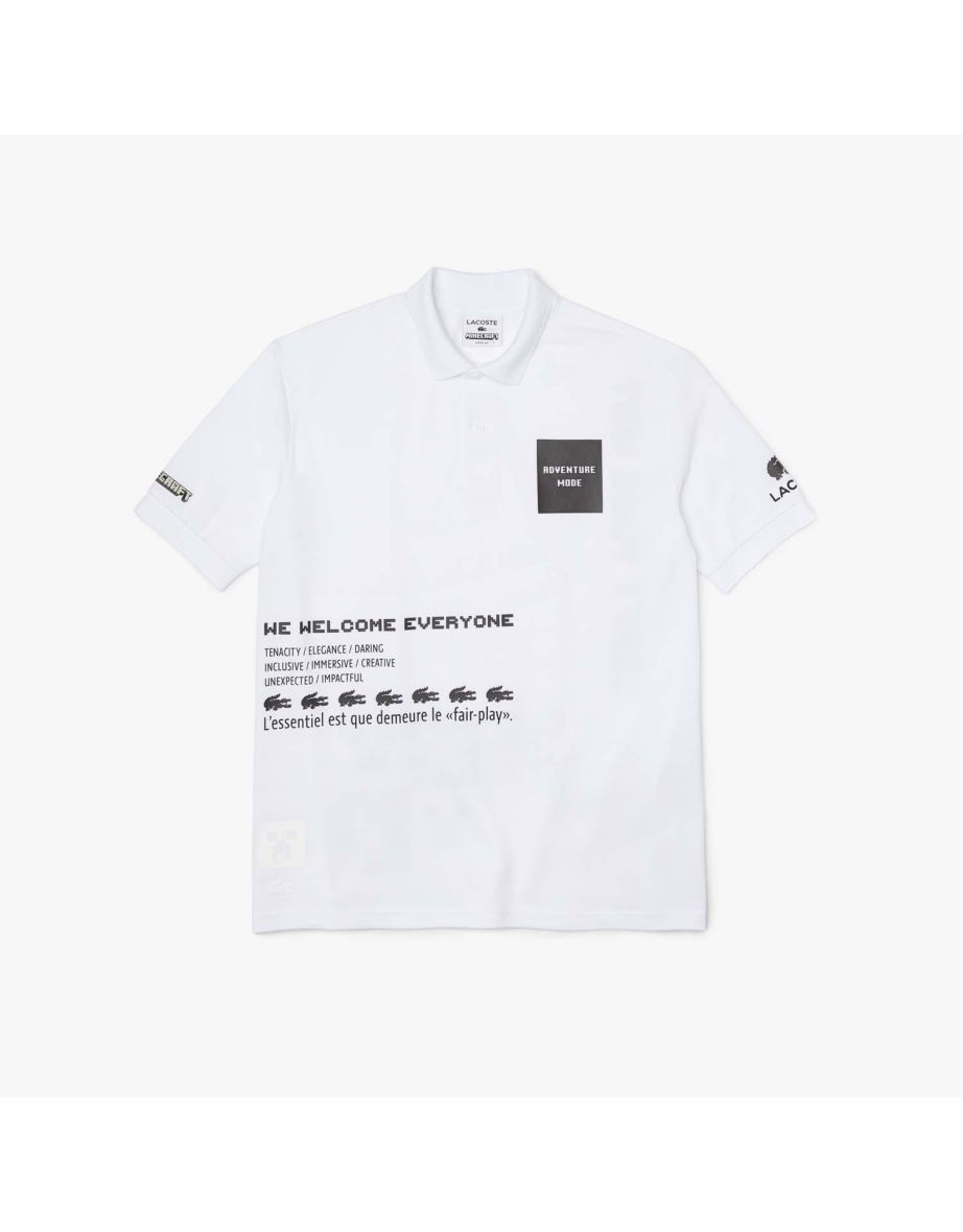 Camisa Polo Lacoste Live x Minecraft Branca Masculina