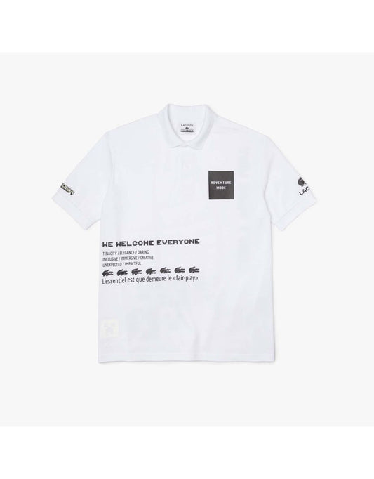 Camisa Polo Lacoste Live x Minecraft Branca Masculina