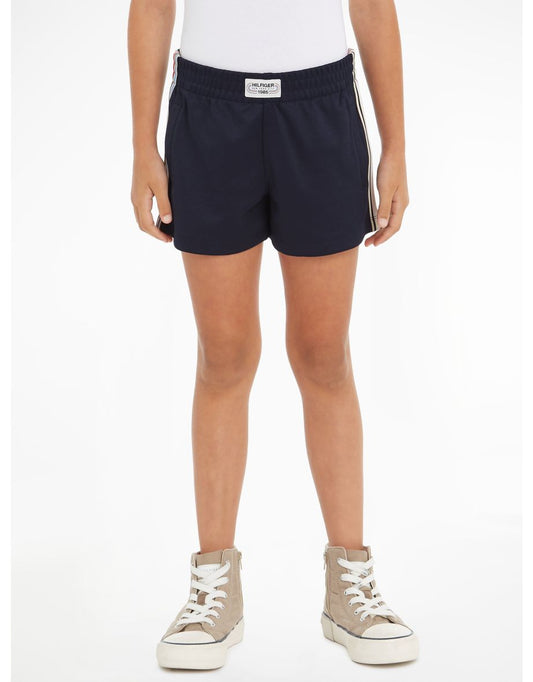 Pantaloncini da bambina con logo 1985 in blu scuro
