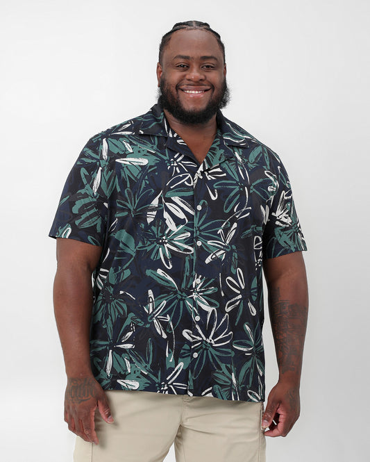Camisa masculina de algodão floral azul plus size Original Plus by Riachuelo