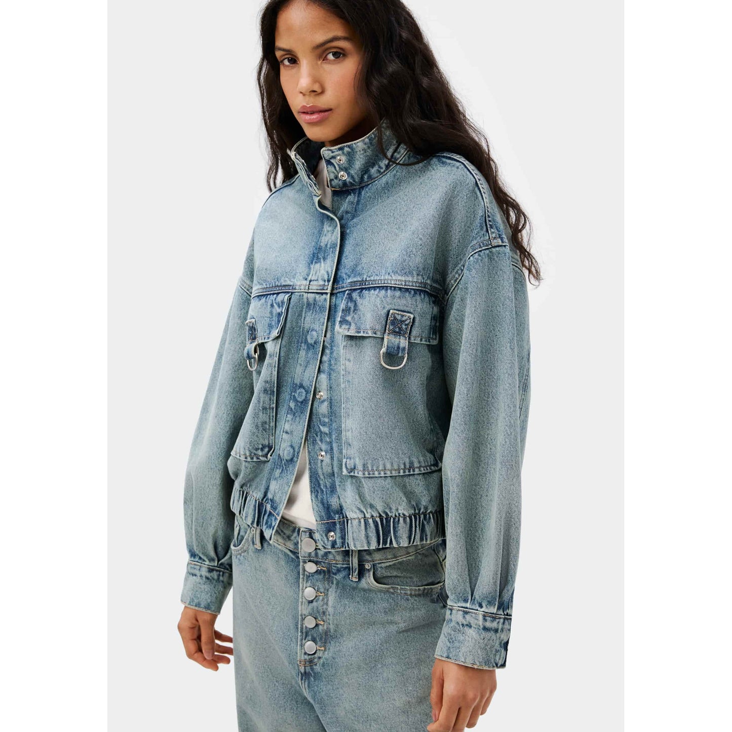 Chaqueta vaquera para hombre sin cuello alto