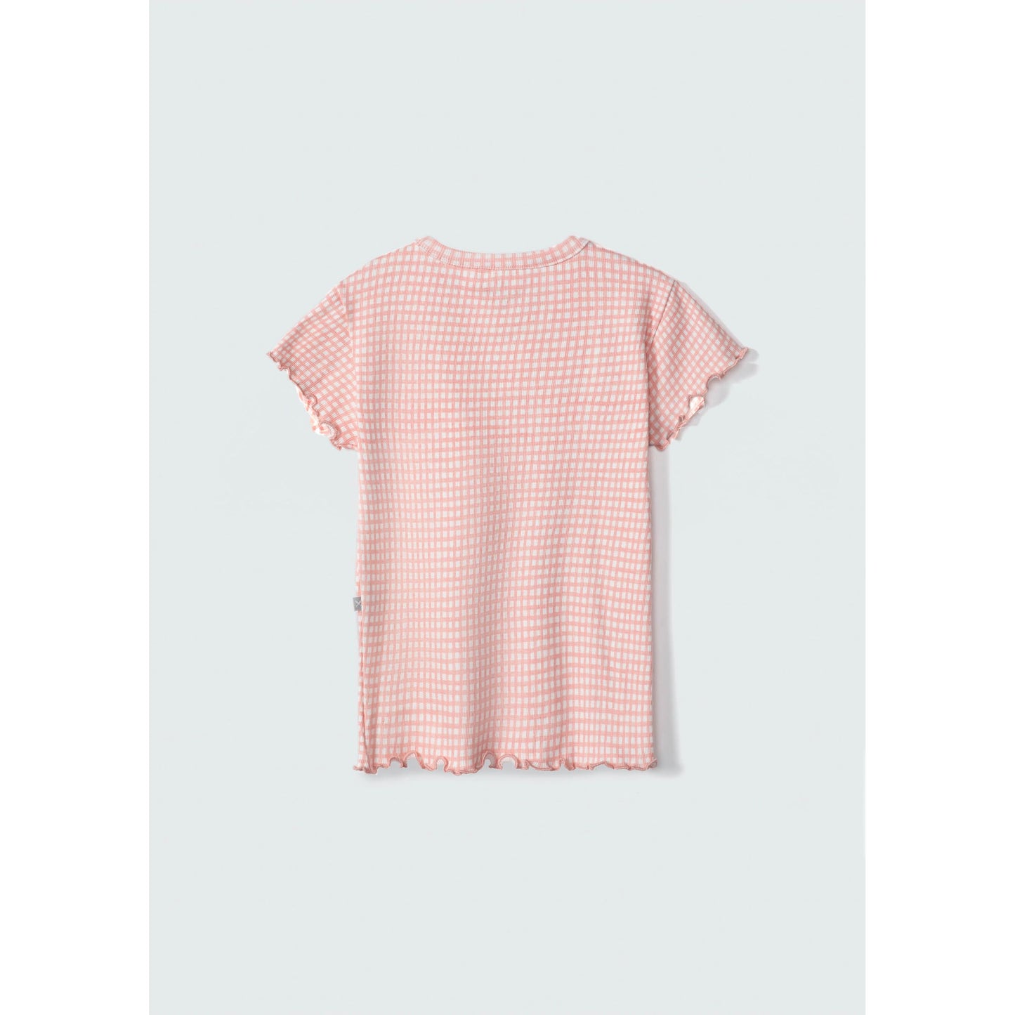 Top estampado de canalé de manga corta para niña